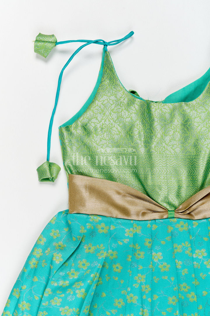 Traditional Silk Frock in Turquoise for Celebrations and Photos