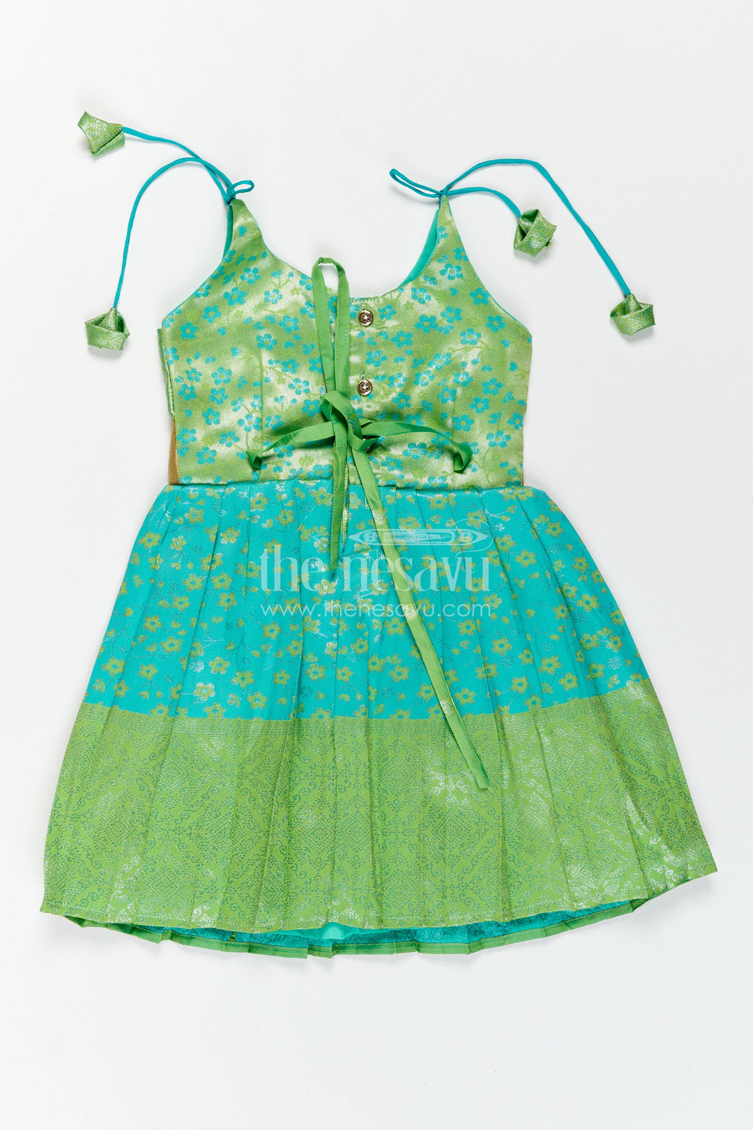 Traditional Silk Frock in Turquoise for Celebrations and Photos