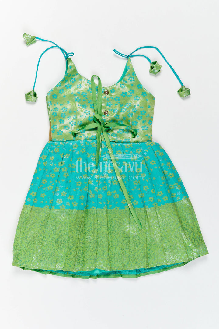 Traditional Silk Frock in Turquoise for Celebrations and Photos