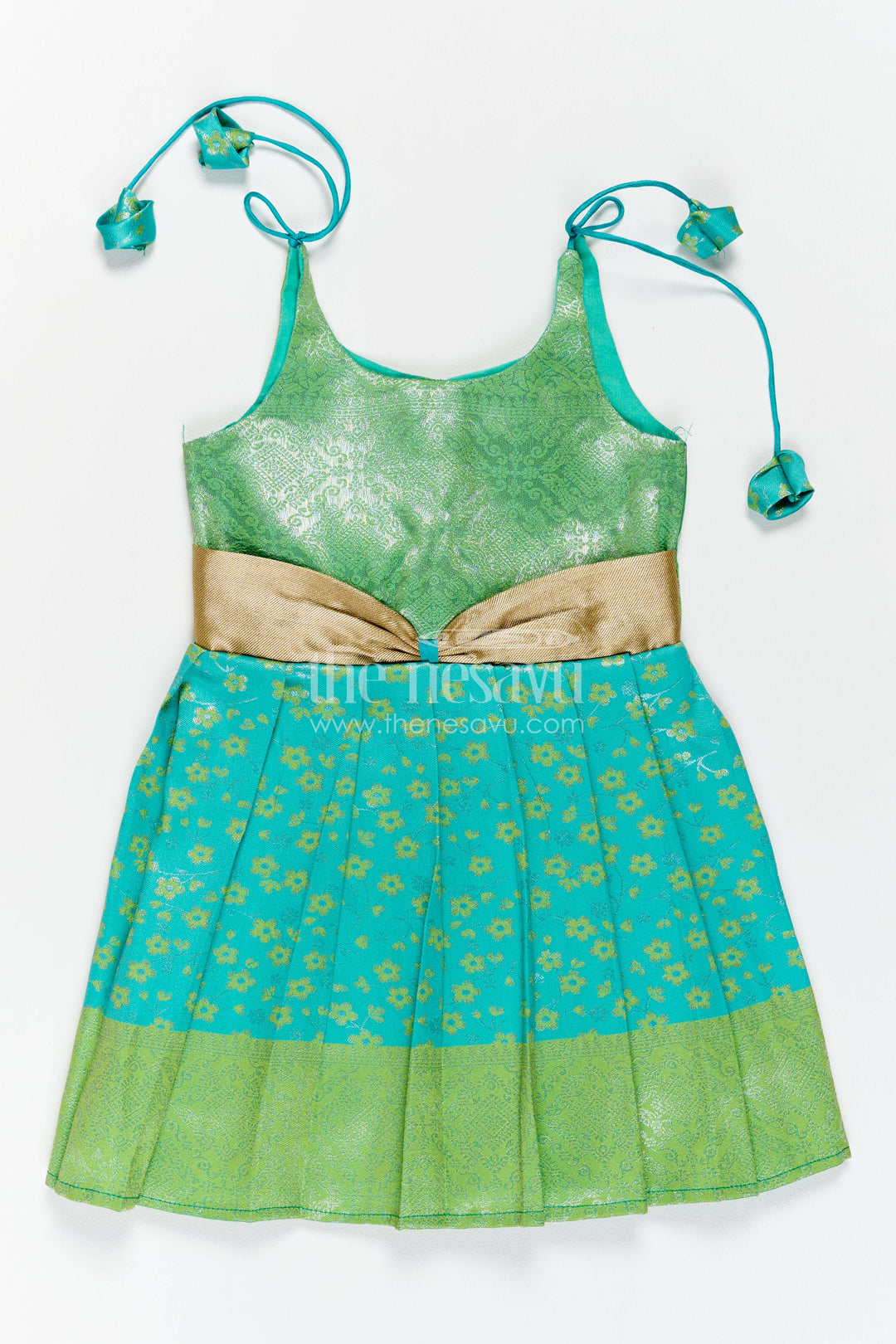 Traditional Silk Frock in Turquoise for Celebrations and Photos