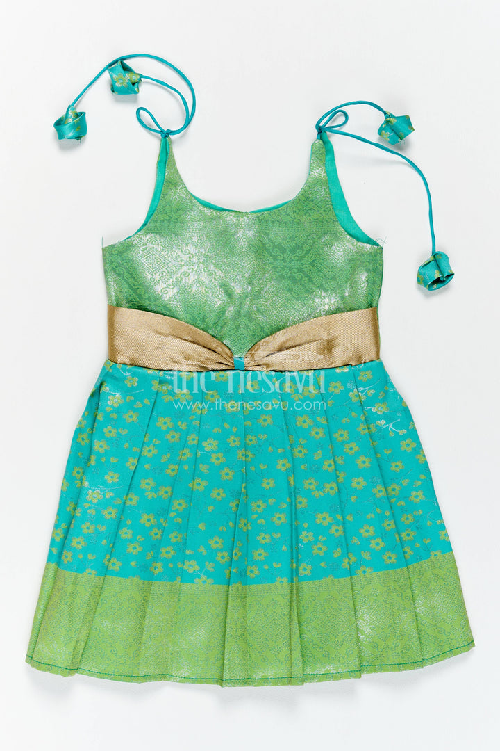 Traditional Silk Frock in Turquoise for Celebrations and Photos