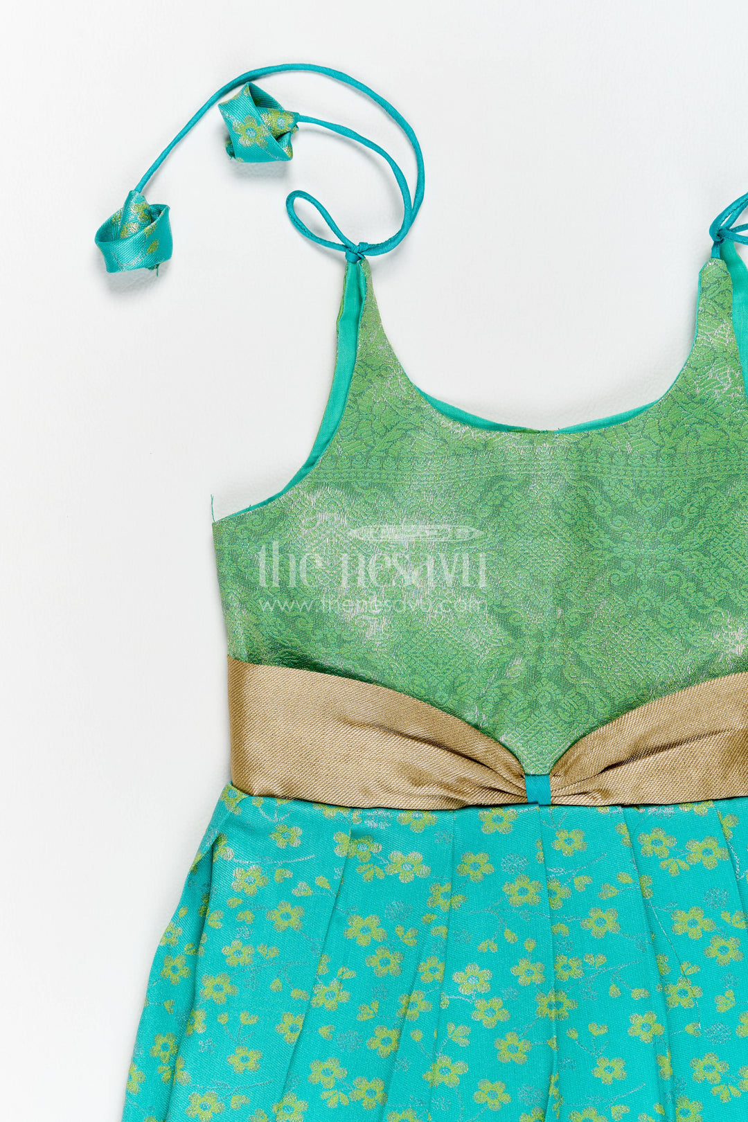 Traditional Silk Frock in Turquoise for Celebrations and Photos