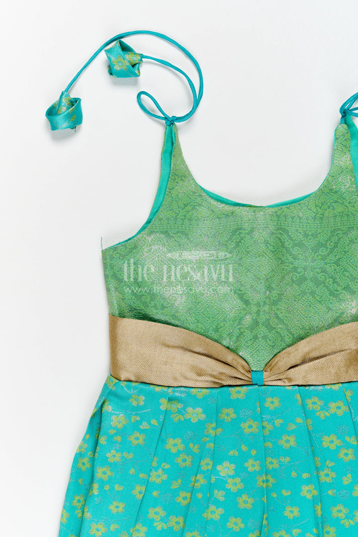 Traditional Silk Frock in Turquoise for Celebrations and Photos