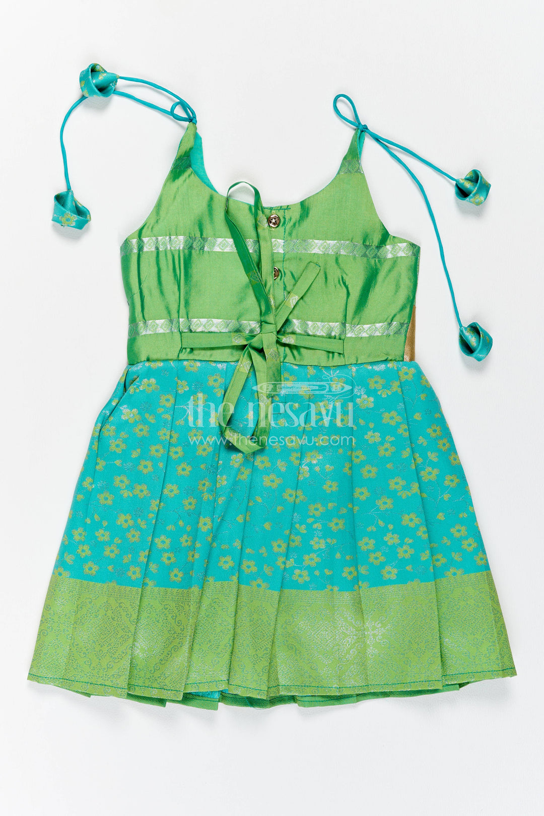 Traditional Silk Frock in Turquoise for Celebrations and Photos