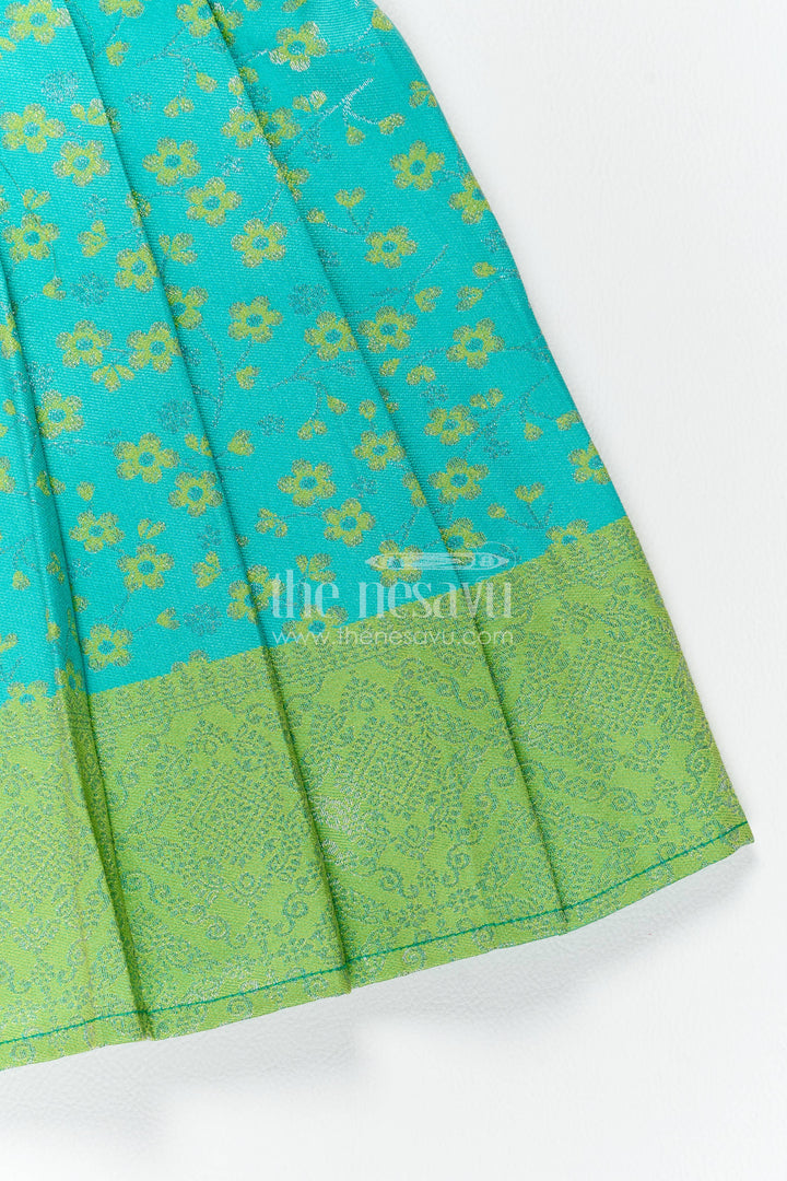 Traditional Silk Frock in Turquoise for Celebrations and Photos