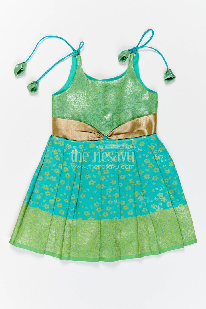 Traditional Silk Frock in Turquoise for Celebrations and Photos
