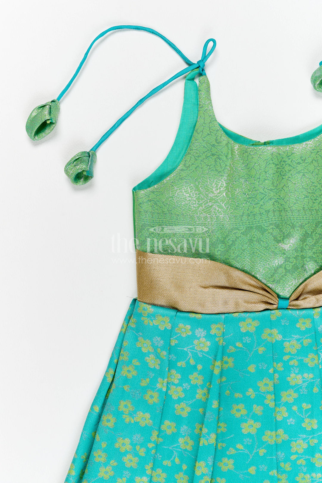 Traditional Silk Frock in Turquoise for Celebrations and Photos