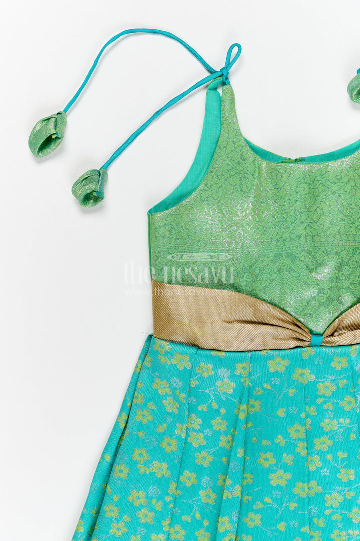Traditional Silk Frock in Turquoise for Celebrations and Photos