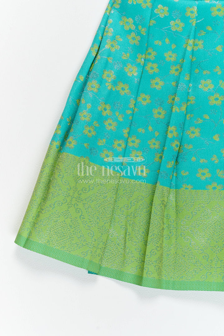Traditional Silk Frock in Turquoise for Celebrations and Photos