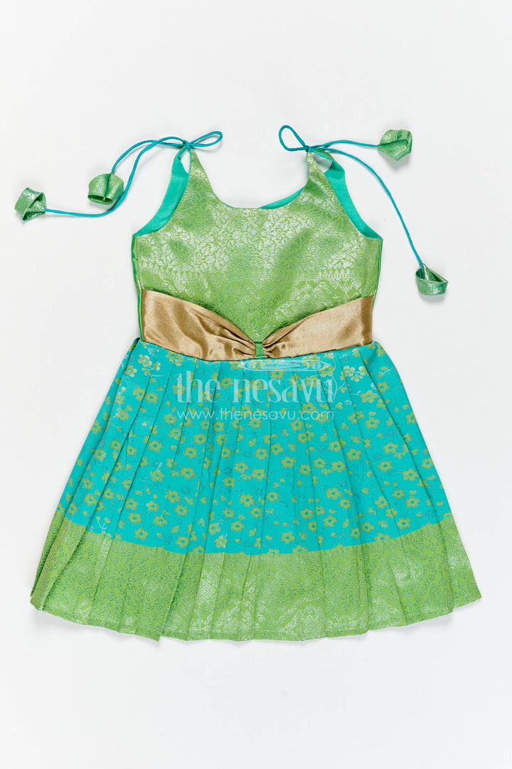 Traditional Silk Frock in Turquoise for Celebrations and Photos