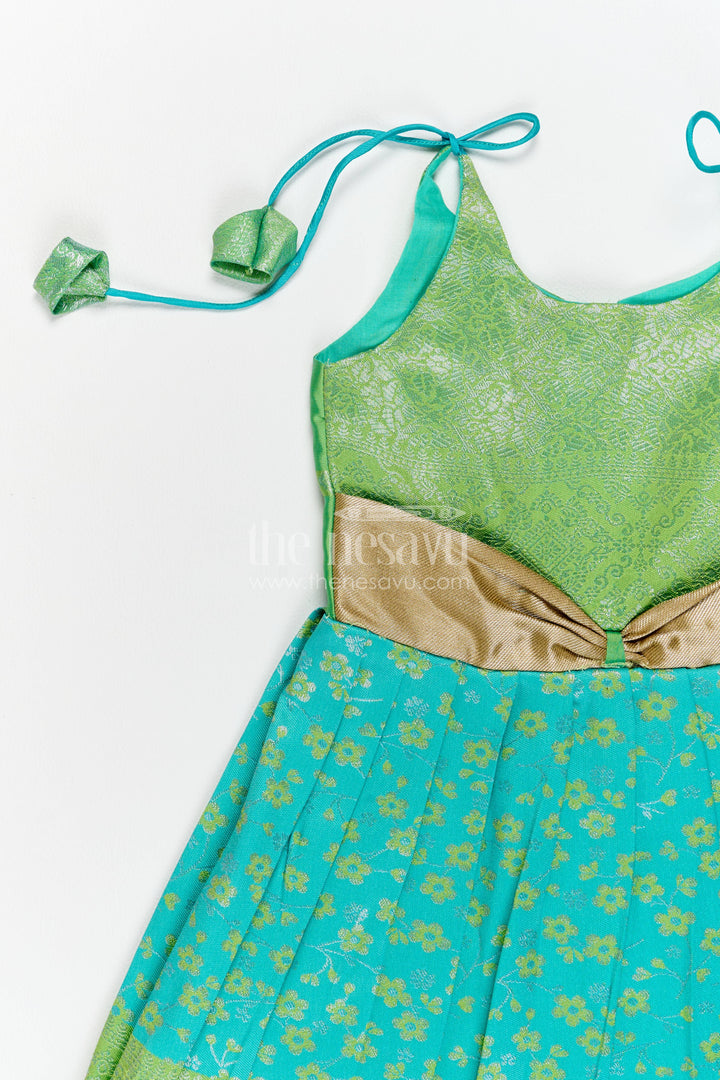 Traditional Silk Frock in Turquoise for Celebrations and Photos