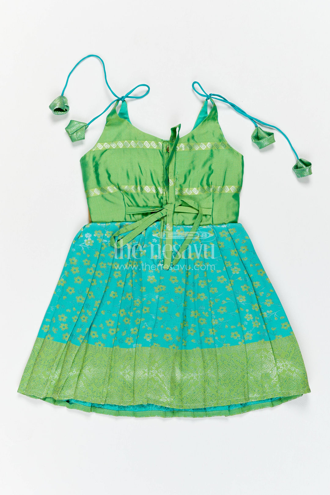 Traditional Silk Frock in Turquoise for Celebrations and Photos