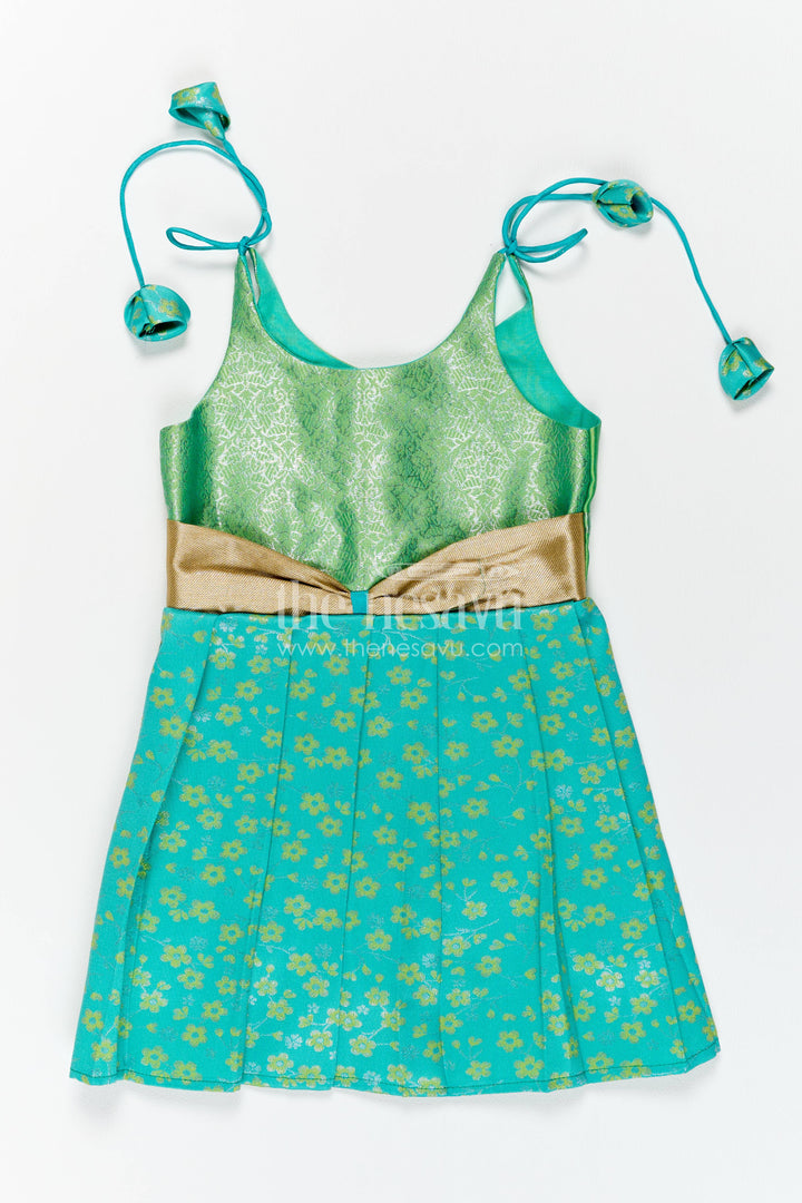 Traditional Silk Frock in Turquoise for Celebrations and Photos
