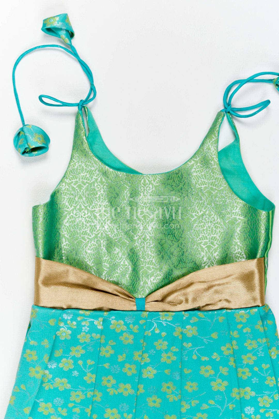 Traditional Silk Frock in Turquoise for Celebrations and Photos