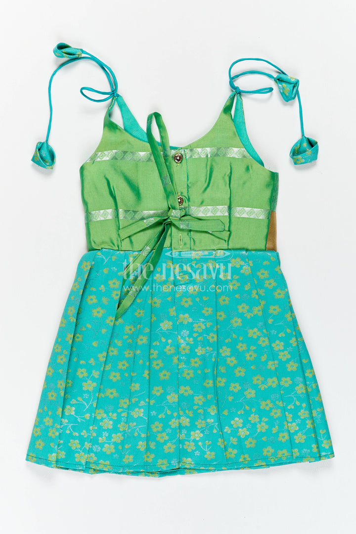 Traditional Silk Frock in Turquoise for Celebrations and Photos