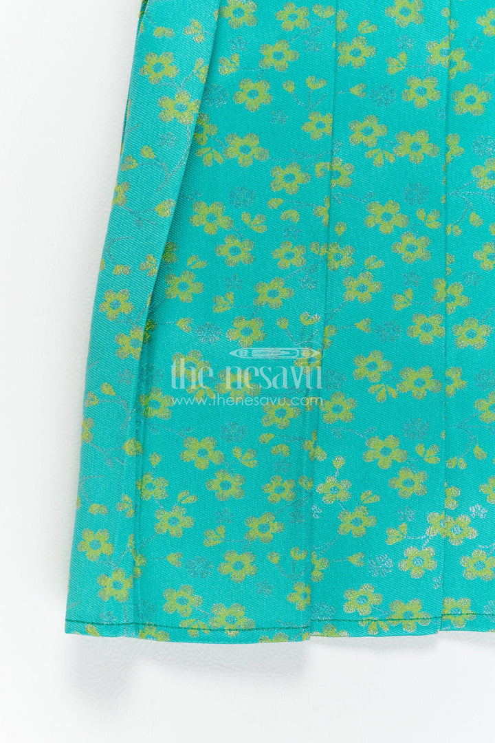 Traditional Silk Frock in Turquoise for Celebrations and Photos