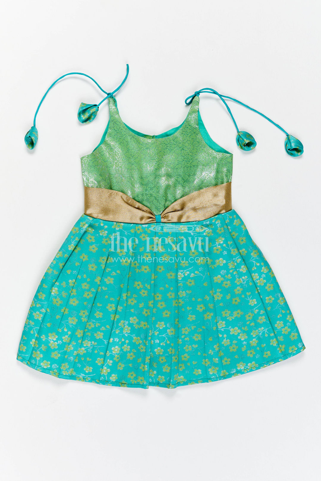 Traditional Silk Frock in Turquoise for Celebrations and Photos
