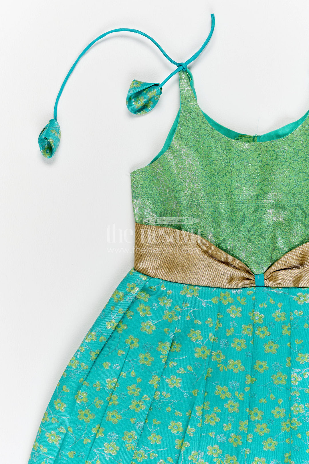 Traditional Silk Frock in Turquoise for Celebrations and Photos