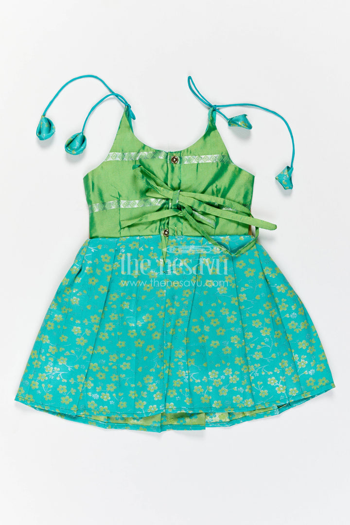 Traditional Silk Frock in Turquoise for Celebrations and Photos