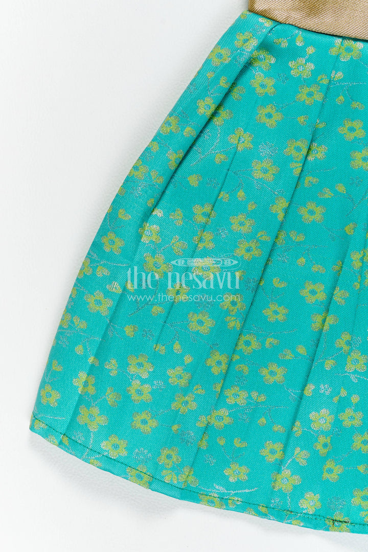 Traditional Silk Frock in Turquoise for Celebrations and Photos