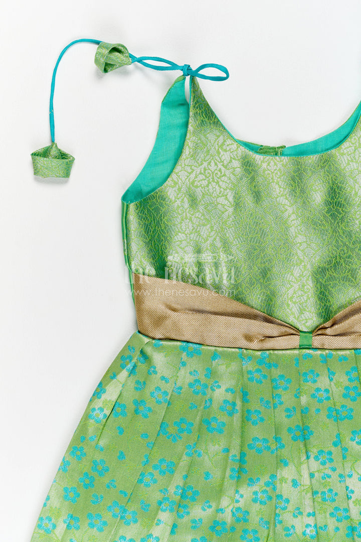 Traditional Silk Frock in Turquoise for Celebrations and Photos