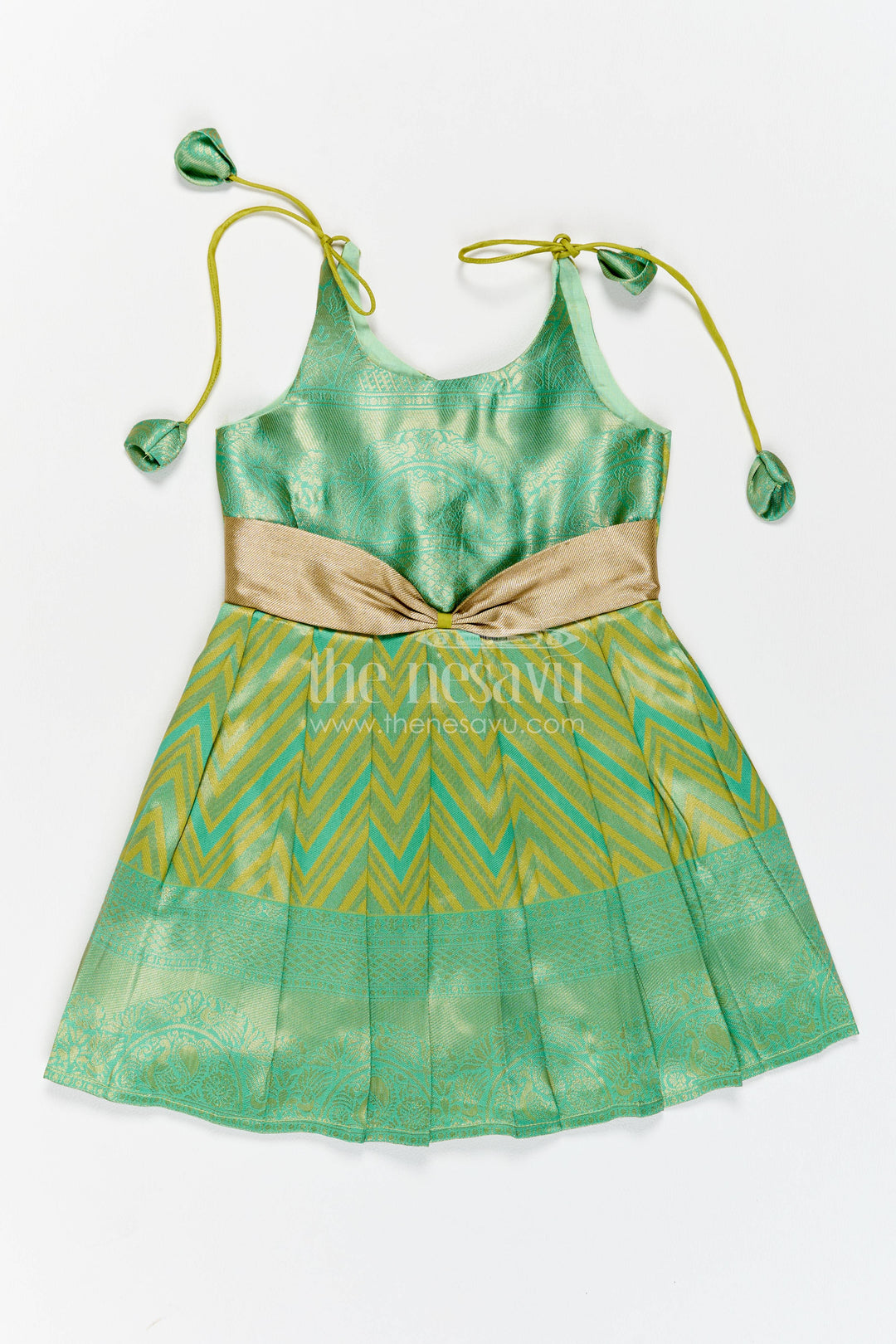 Girls Kanchi Silk Frock with Woven Texture for Family Functions