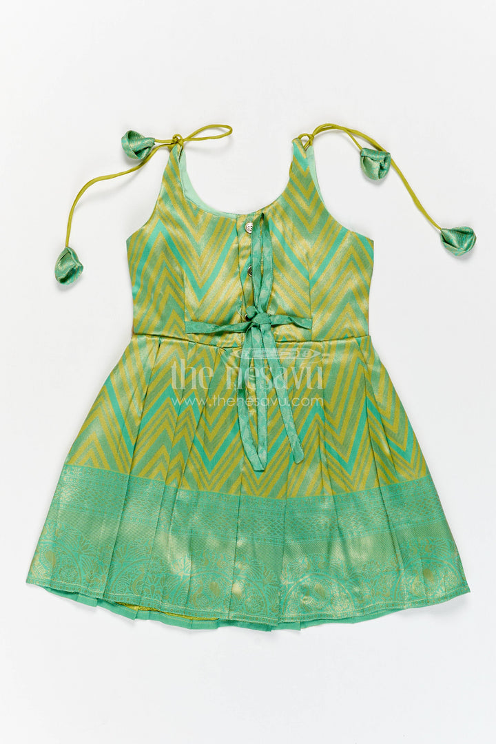 Girls Kanchi Silk Frock with Woven Texture for Family Functions