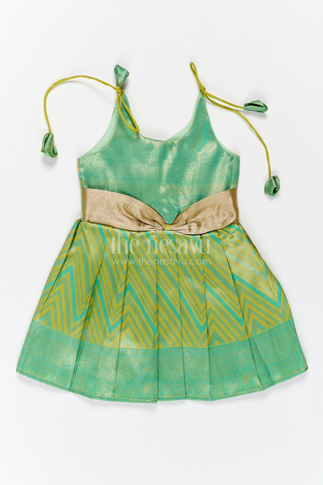 Girls Kanchi Silk Frock with Woven Texture for Family Functions