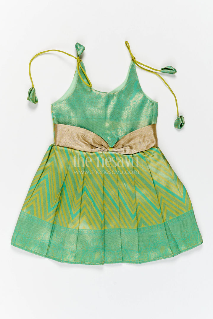 Girls Kanchi Silk Frock with Woven Texture for Family Functions