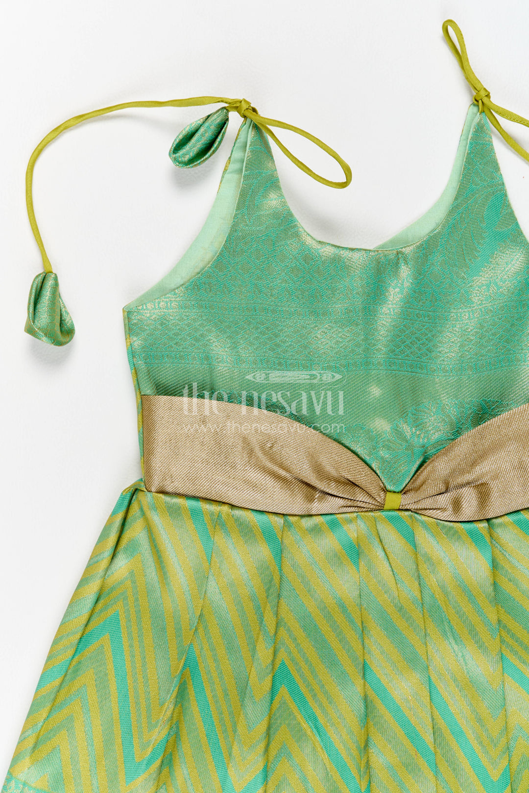 Girls Kanchi Silk Frock with Woven Texture for Family Functions