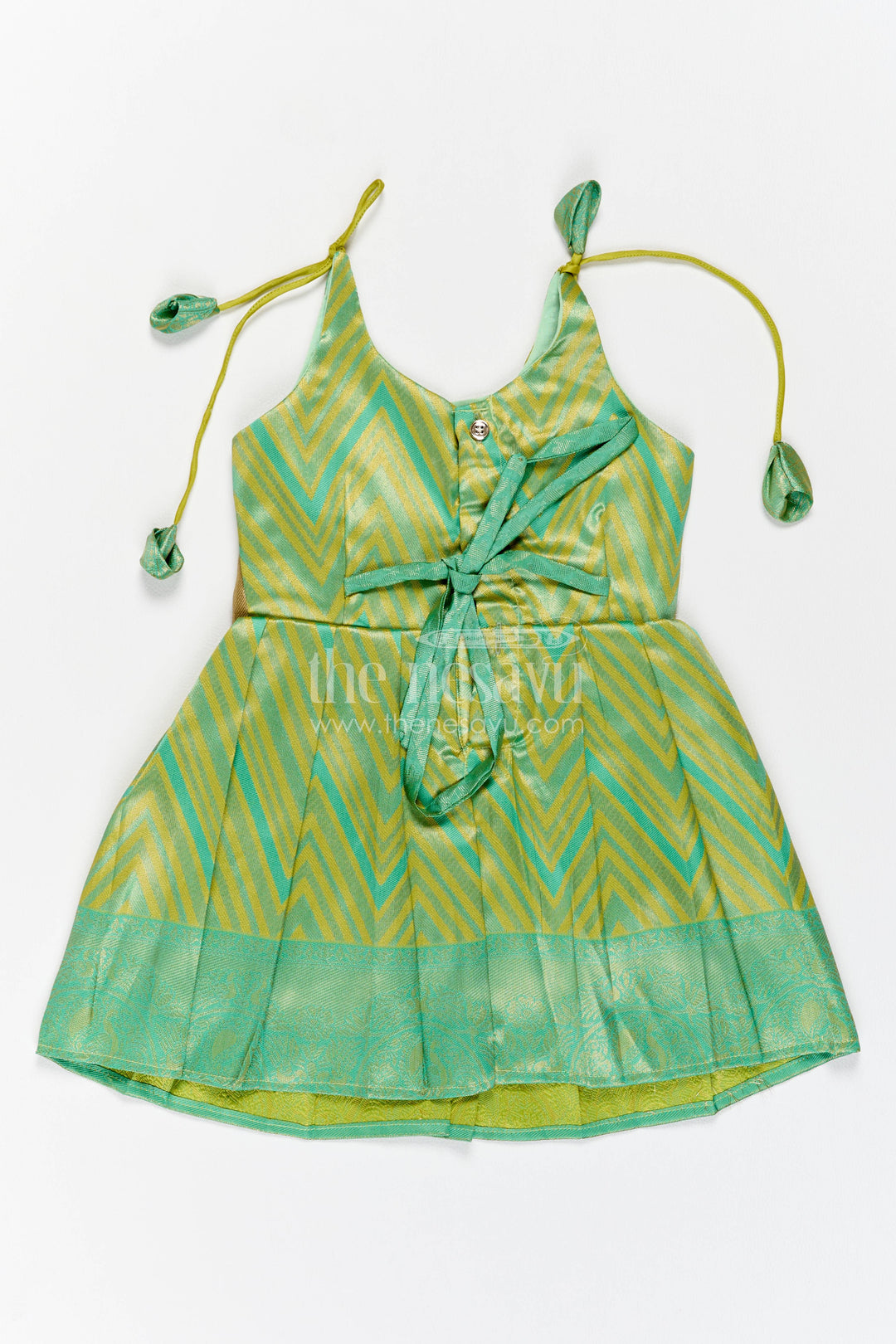 Girls Kanchi Silk Frock with Woven Texture for Family Functions