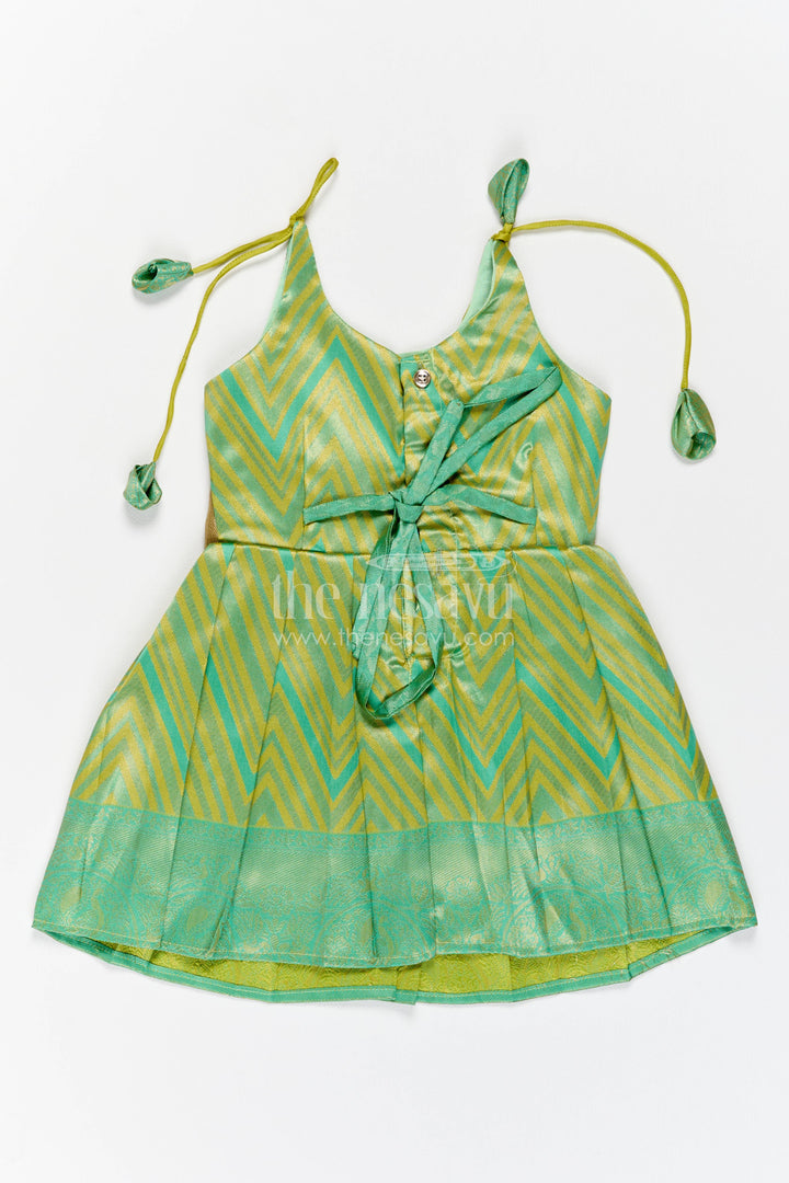 Girls Kanchi Silk Frock with Woven Texture for Family Functions