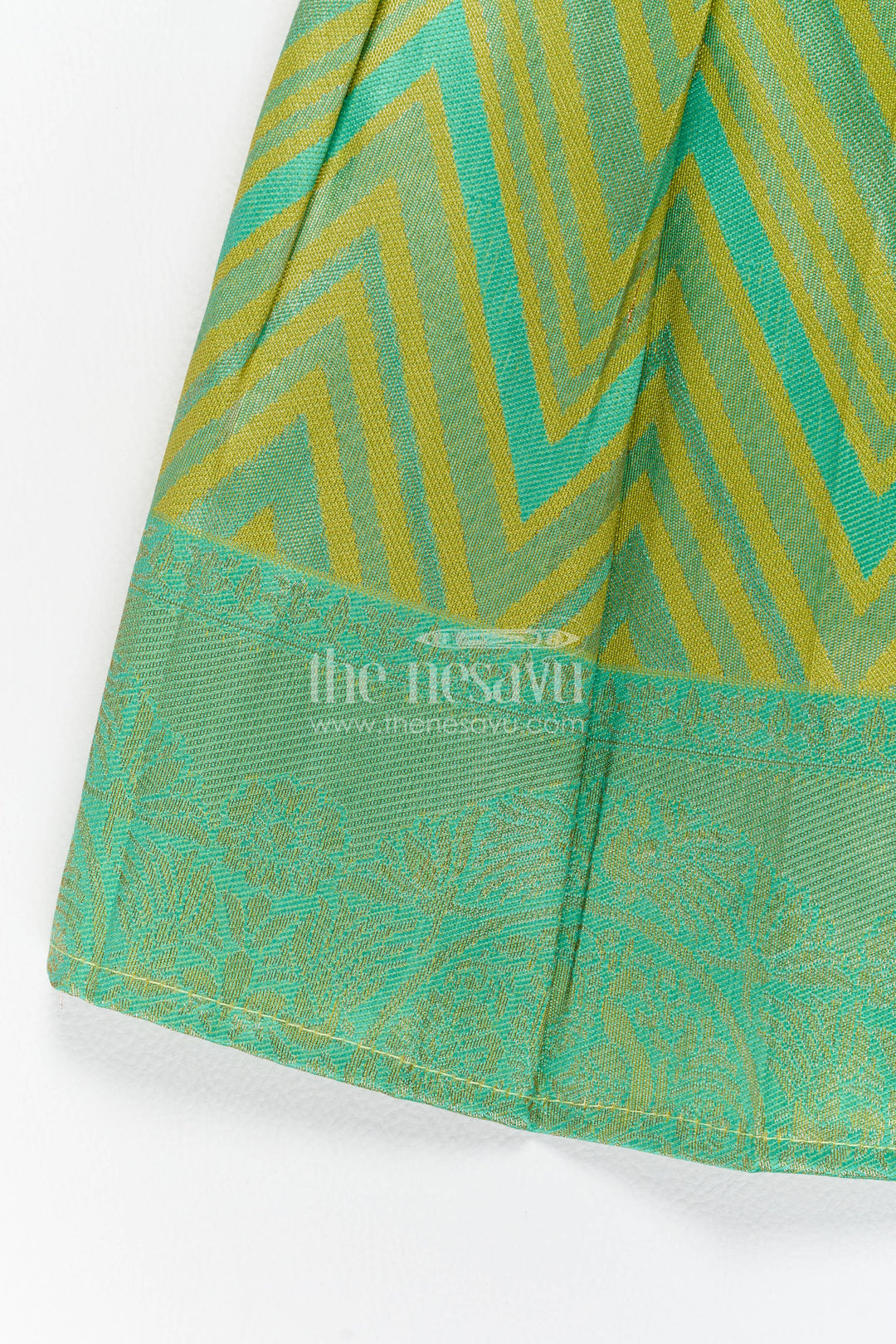 Girls Kanchi Silk Frock with Woven Texture for Family Functions