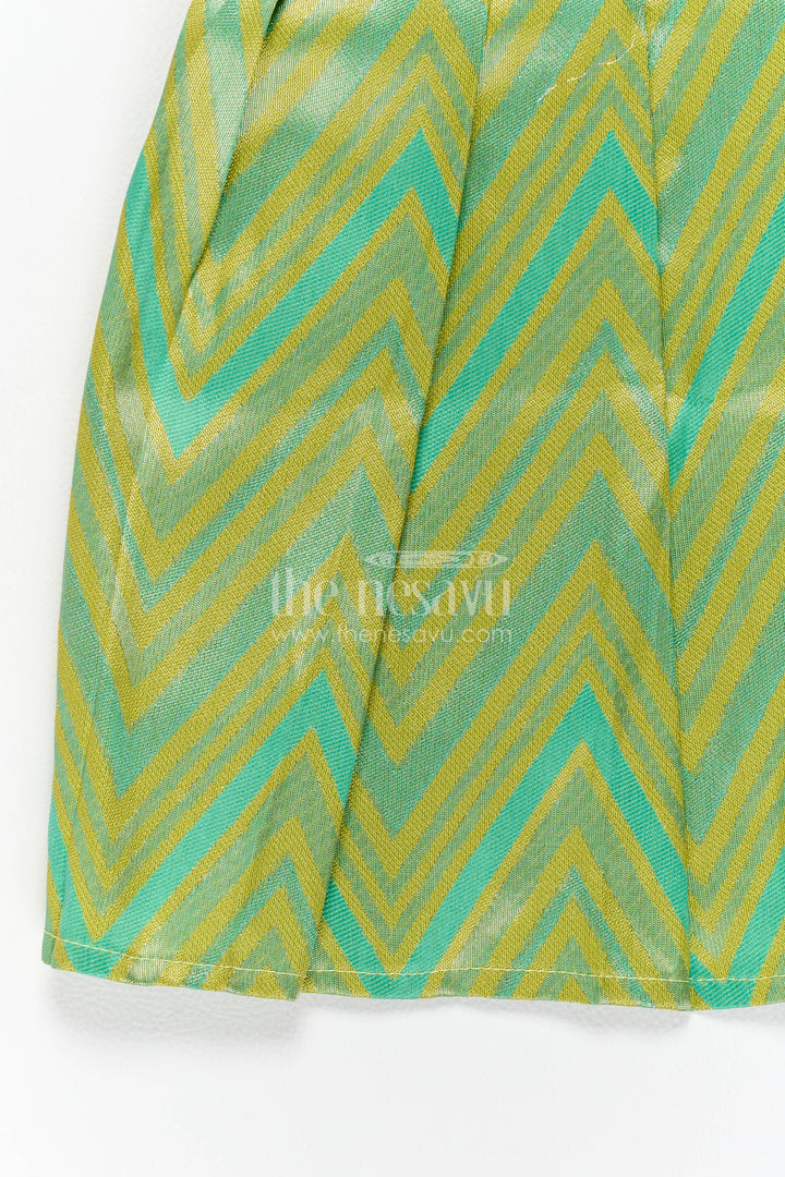 Girls Kanchi Silk Frock with Woven Texture for Family Functions