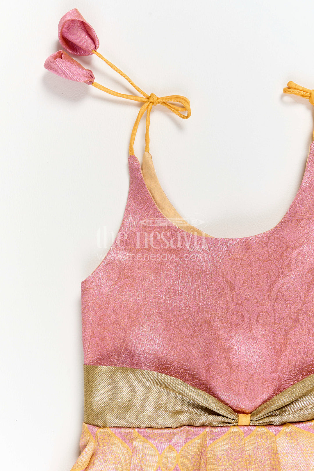 Infant Kanchi Silk Frock for First Pooja and Family Photos