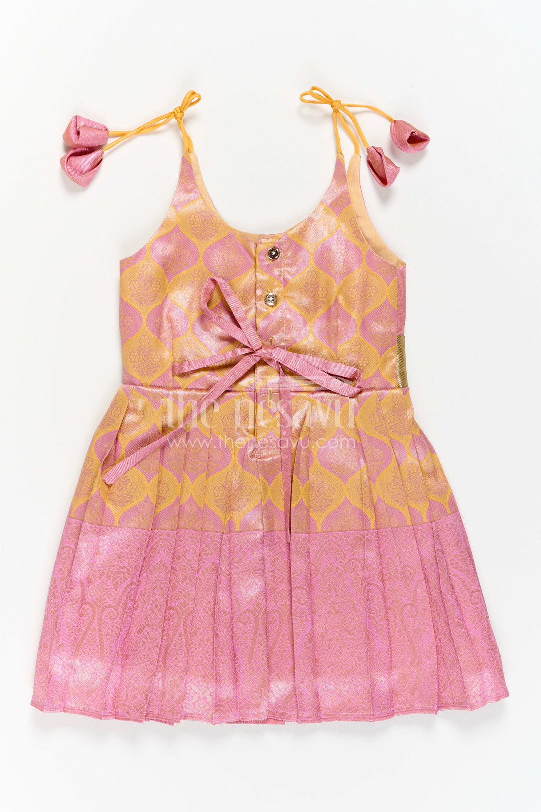 Infant Kanchi Silk Frock for First Pooja and Family Photos