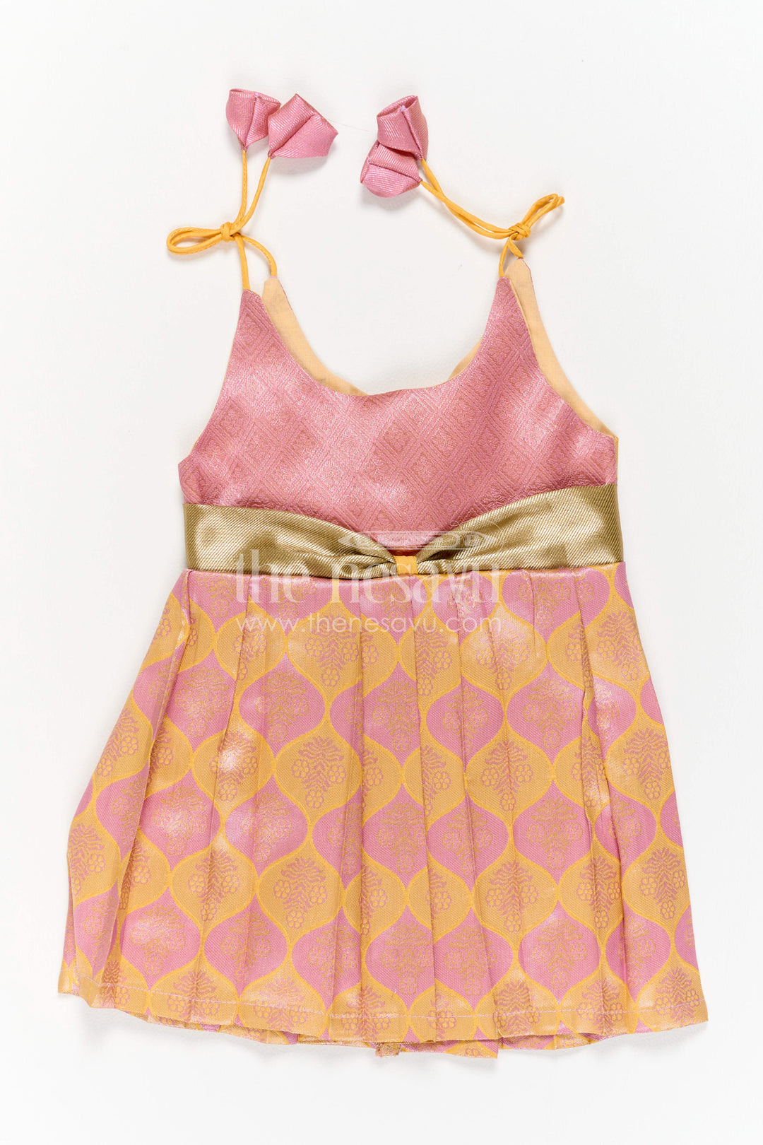Infant Kanchi Silk Frock for First Pooja and Family Photos