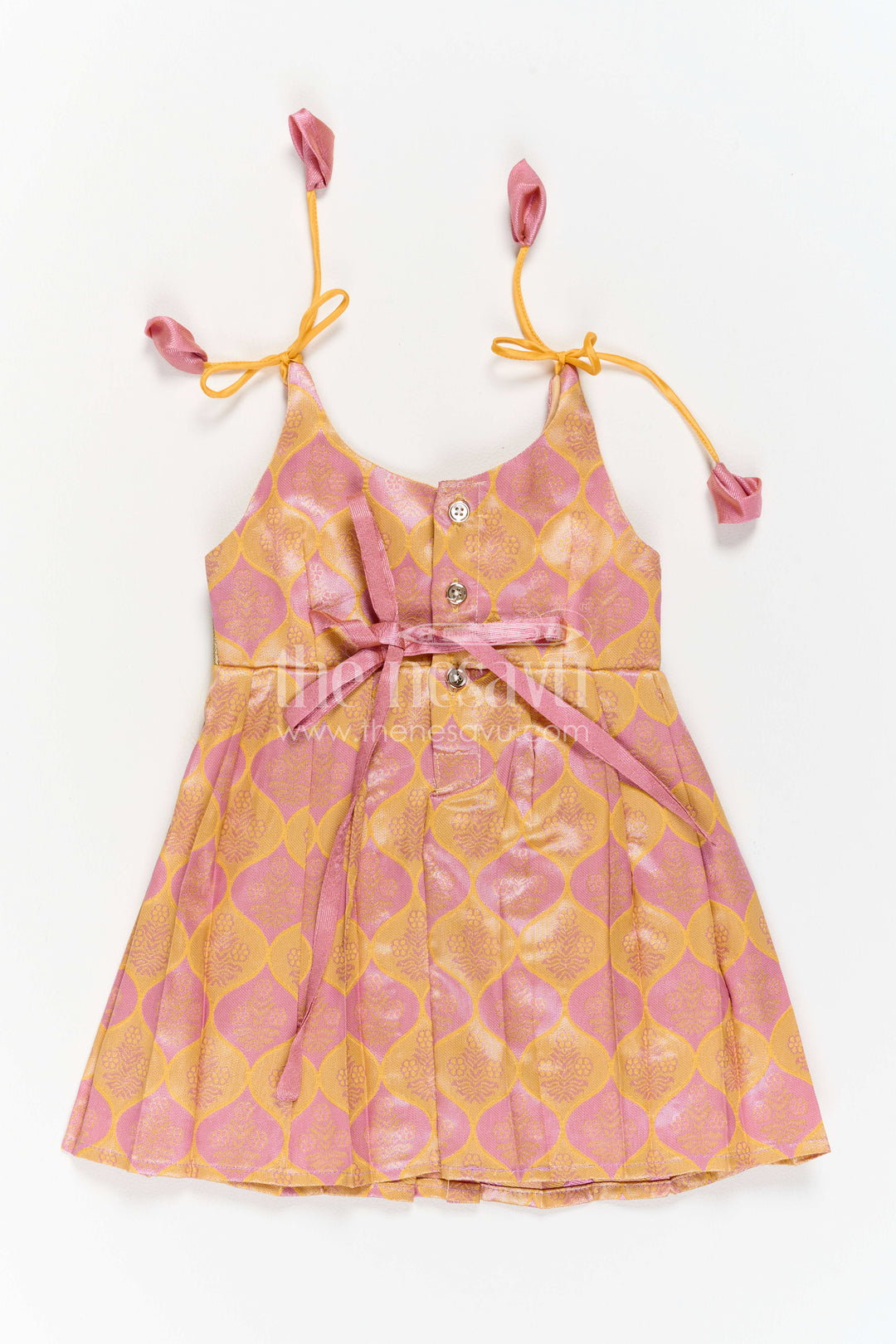 Infant Kanchi Silk Frock for First Pooja and Family Photos