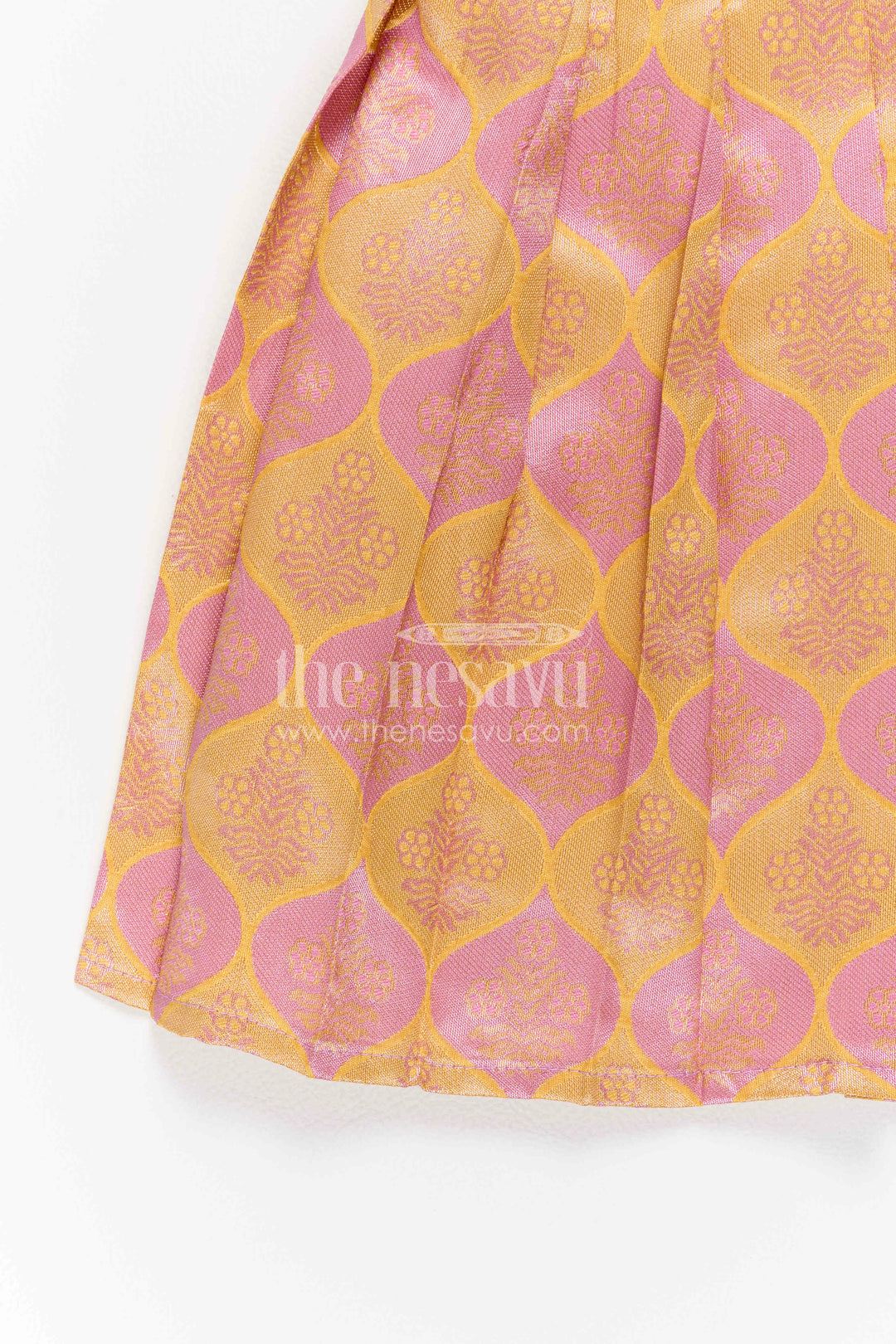Infant Kanchi Silk Frock for First Pooja and Family Photos