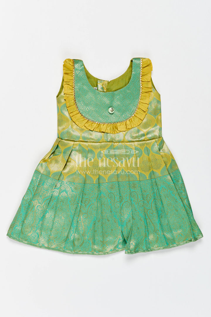 Traditional Silk Frock in Green for Celebrations and Photos