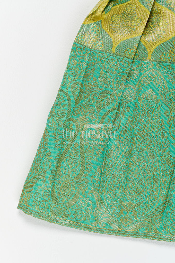 Traditional Silk Frock in Green for Celebrations and Photos