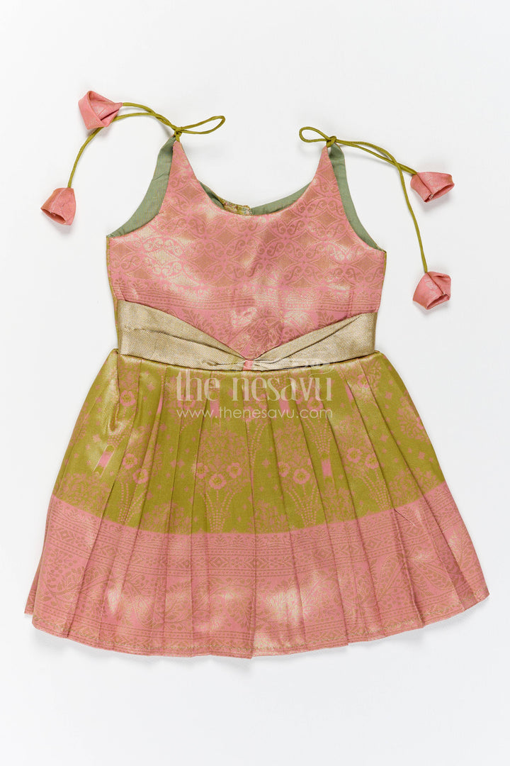 Silk Frock for Girls with Woven Texture for Festive Occasions