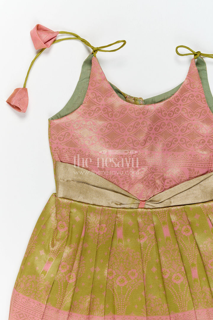 Silk Frock for Girls with Woven Texture for Festive Occasions