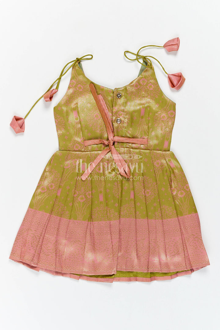 Silk Frock for Girls with Woven Texture for Festive Occasions