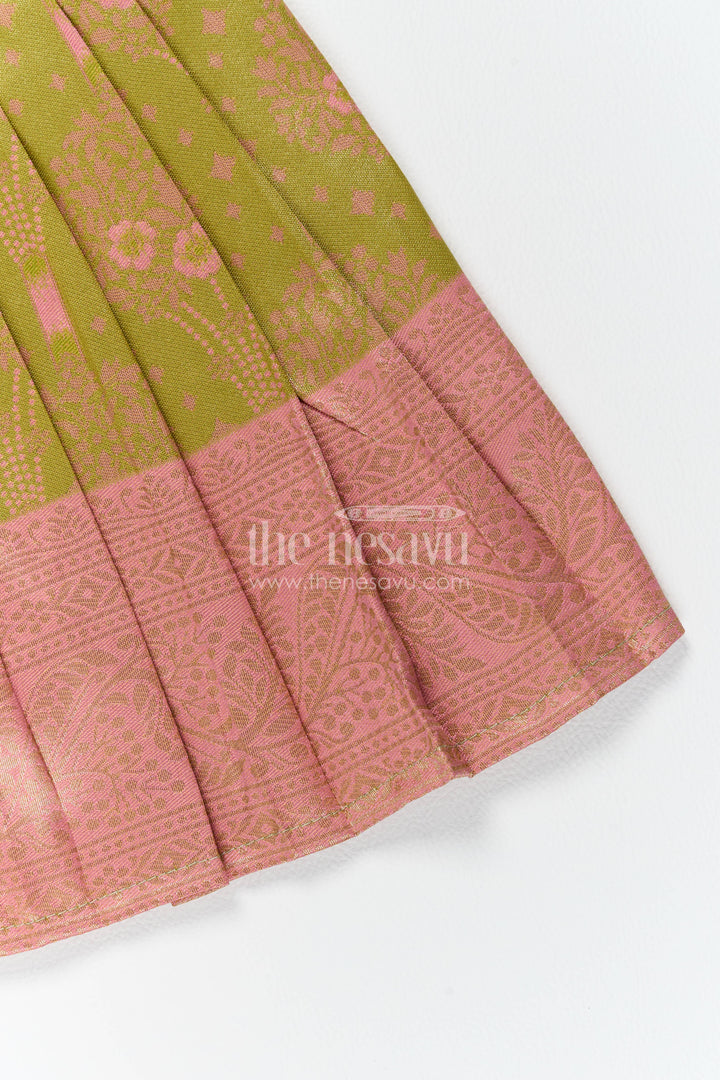Silk Frock for Girls with Woven Texture for Festive Occasions