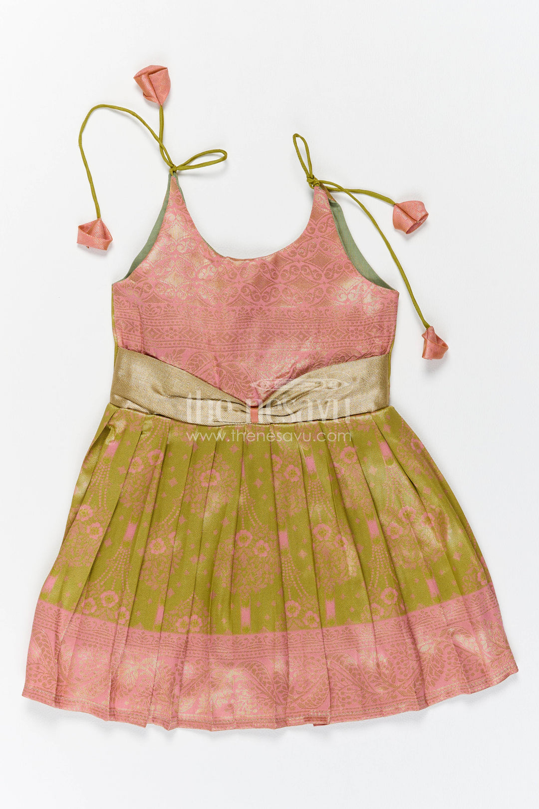 Silk Frock for Girls with Woven Texture for Festive Occasions
