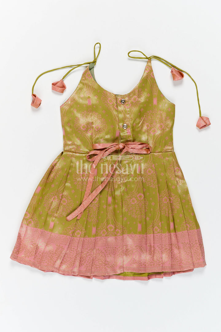 Silk Frock for Girls with Woven Texture for Festive Occasions