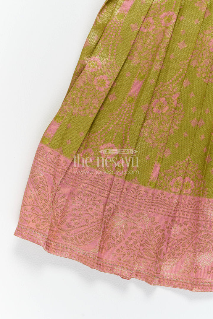 Silk Frock for Girls with Woven Texture for Festive Occasions