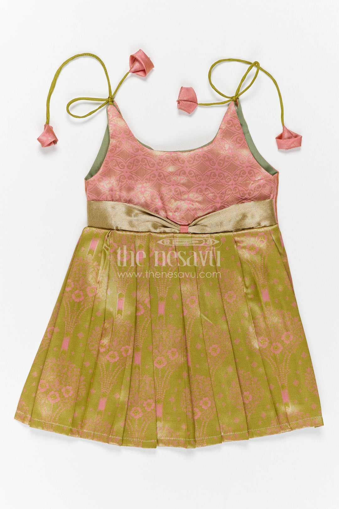 Silk Frock for Girls with Woven Texture for Festive Occasions