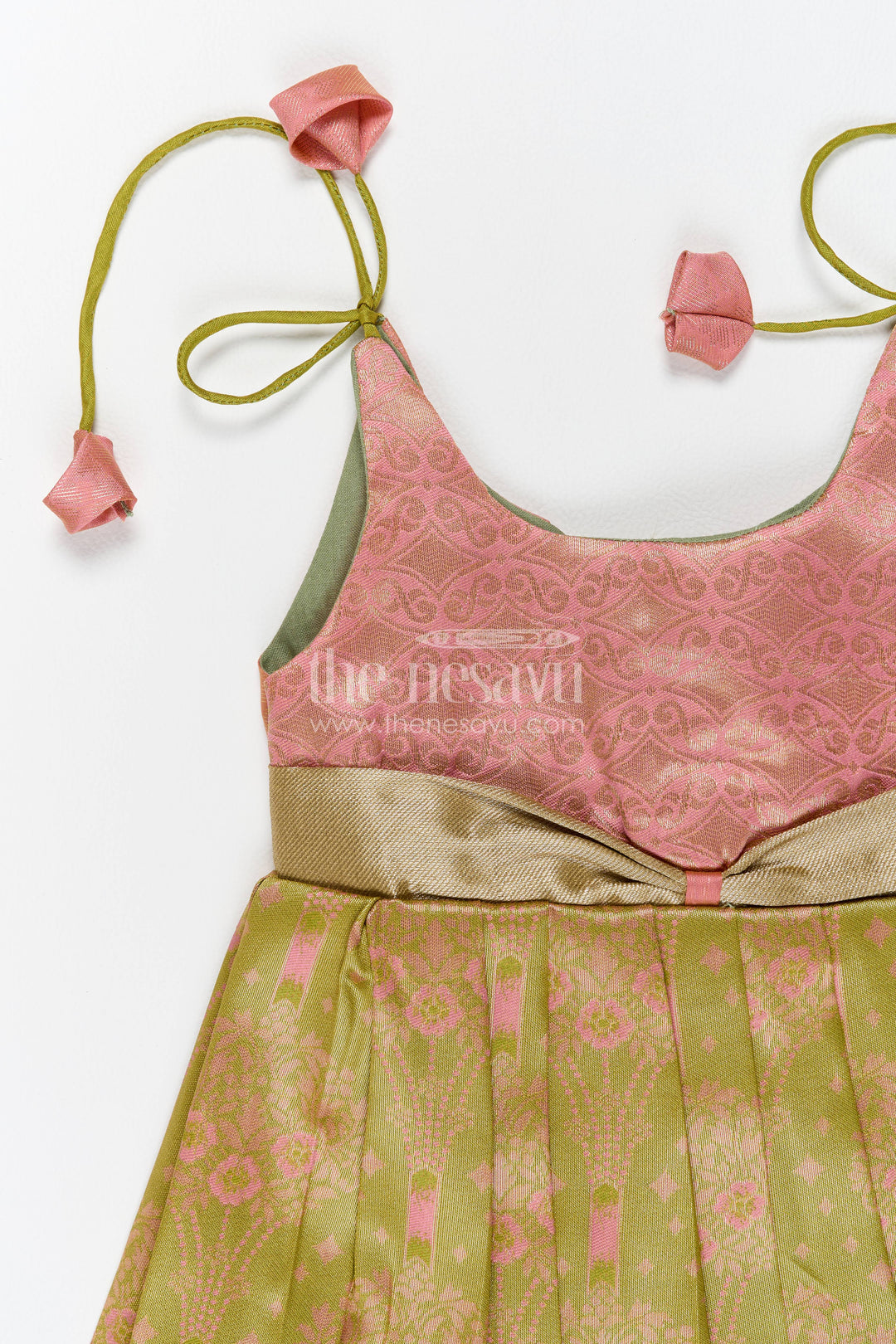 Silk Frock for Girls with Woven Texture for Festive Occasions
